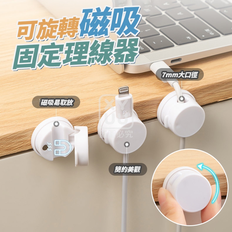 (4包)可旋轉磁吸固定理線器3入
