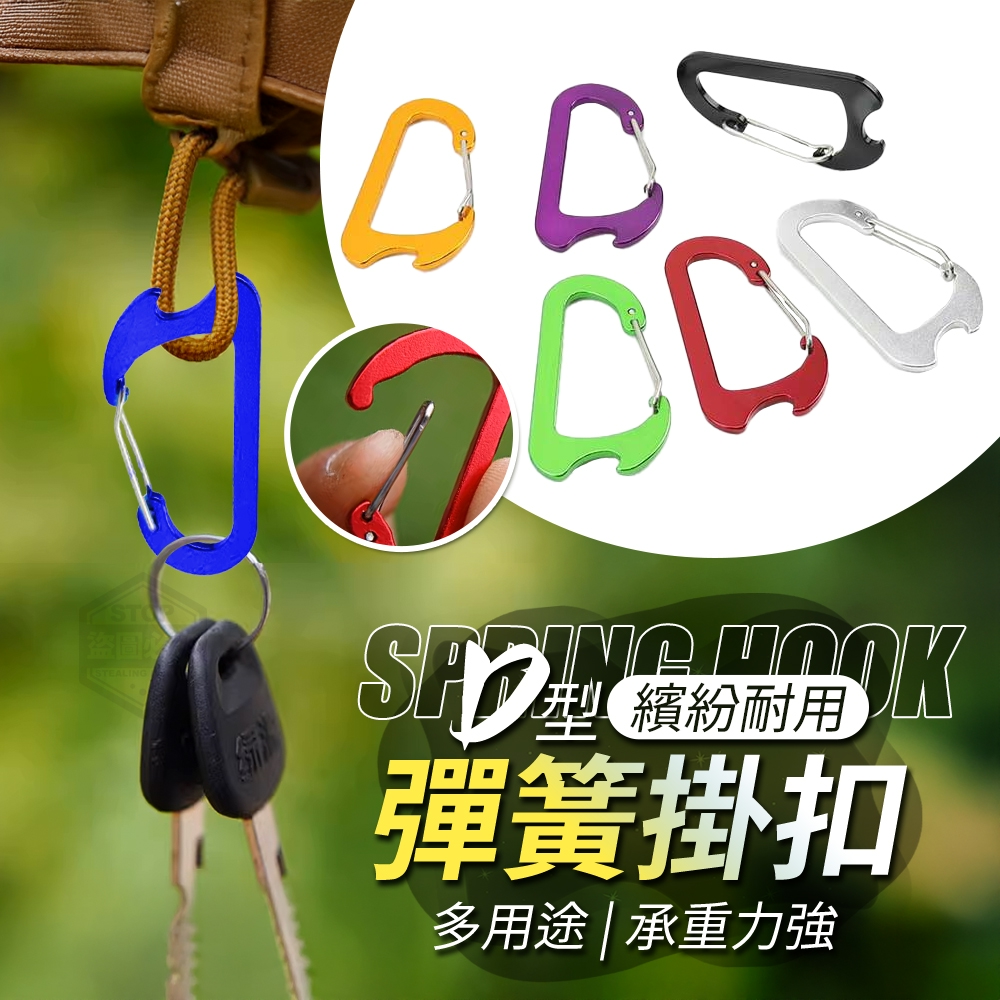 (2包)繽紛耐用D型多用途彈簧掛扣3入