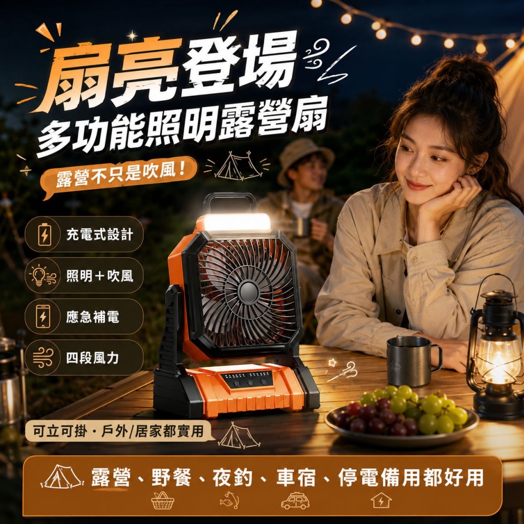 扇亮登場多功能照明露營扇