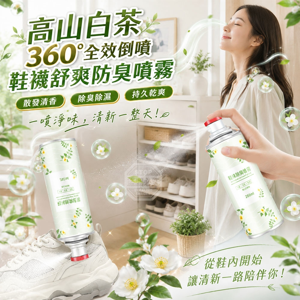 (2瓶)高山白茶360°全效倒噴鞋襪舒爽防臭噴霧