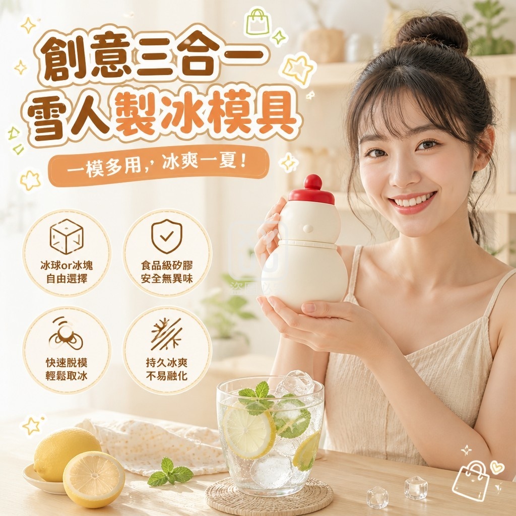 創意三合一雪人製冰模具