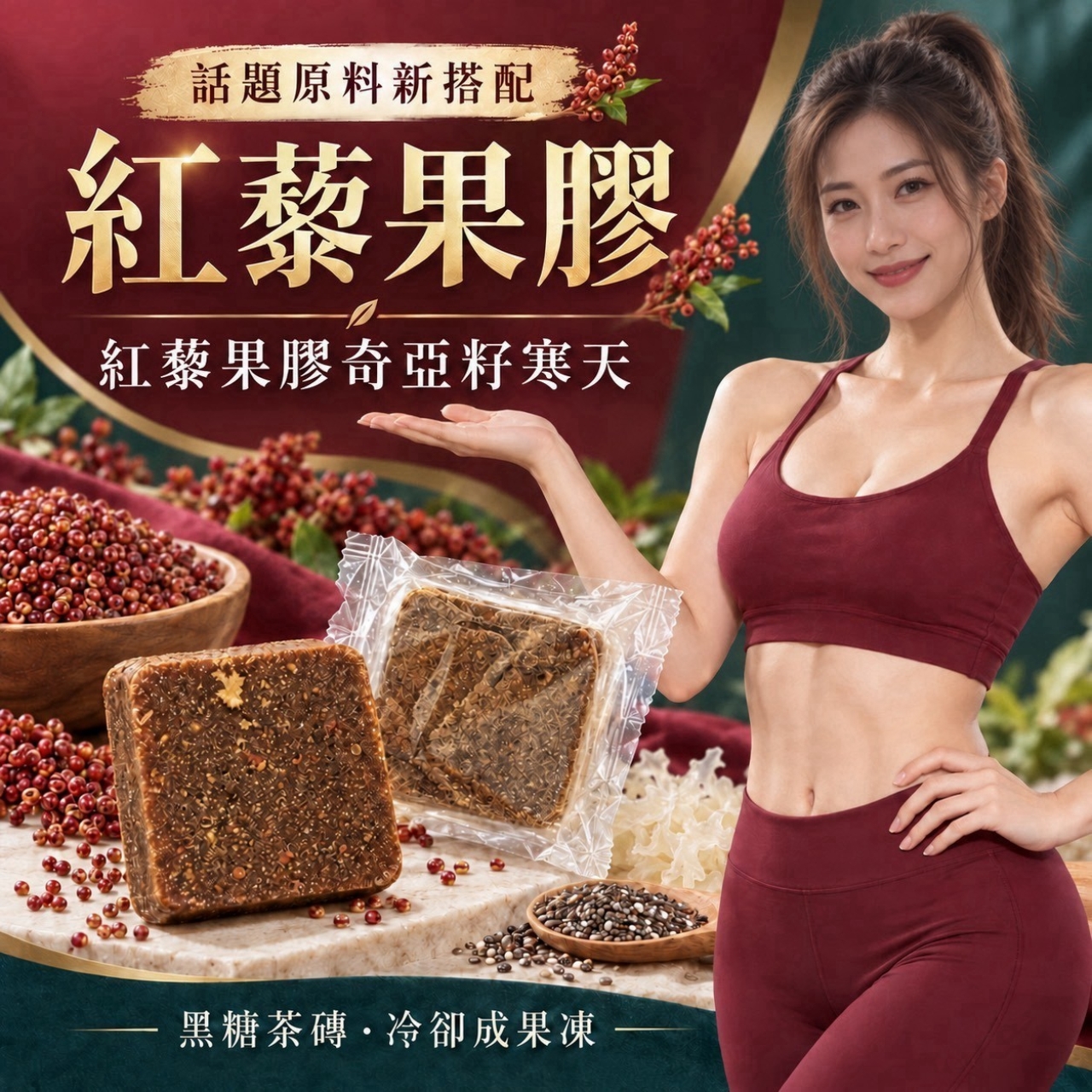 紅藜果膠奇亞籽寒天
