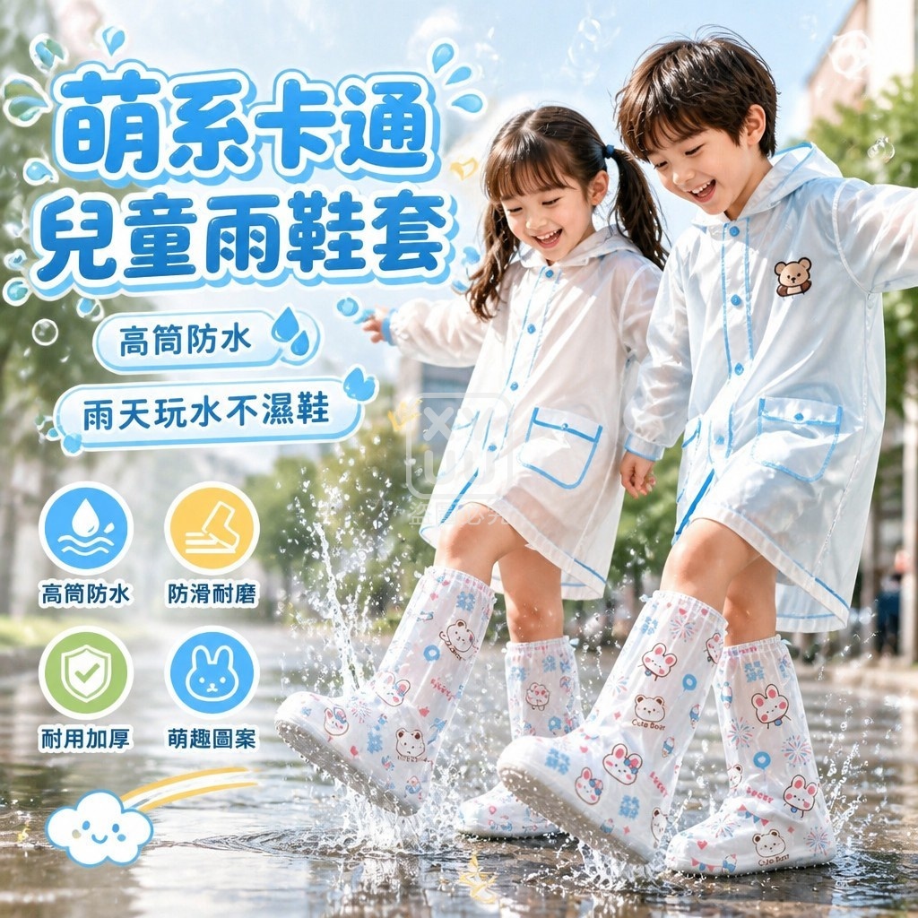(5雙)萌系卡通兒童雨鞋套